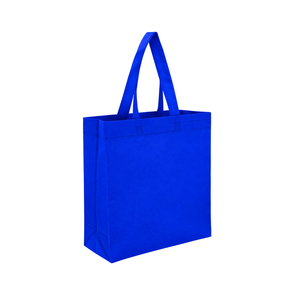 [P266056] Bolsa Ecologica azul reflex 40*35*12 cm con fuelle sellada 80g