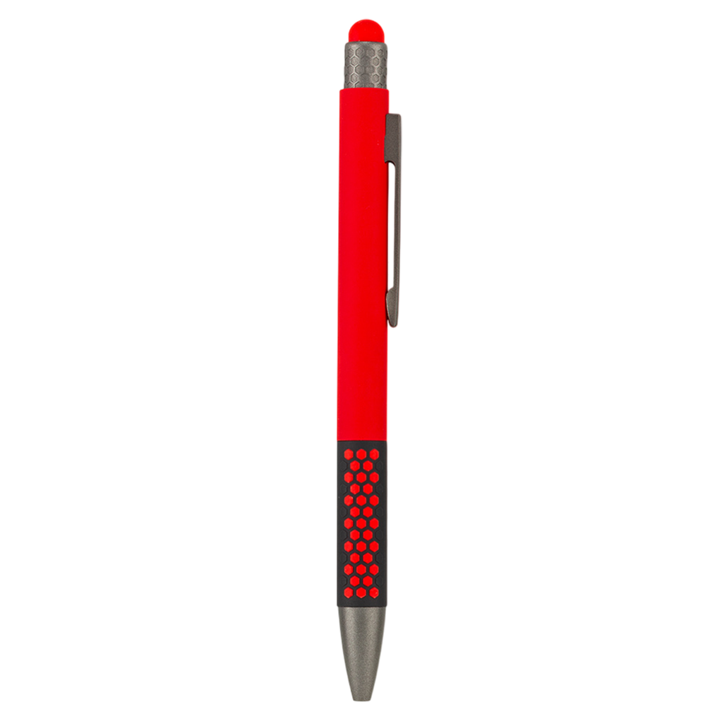 [P286109] Lapiceros aluminio Rojo 14.5 Cm Spot siliconeado touch y antideslizante