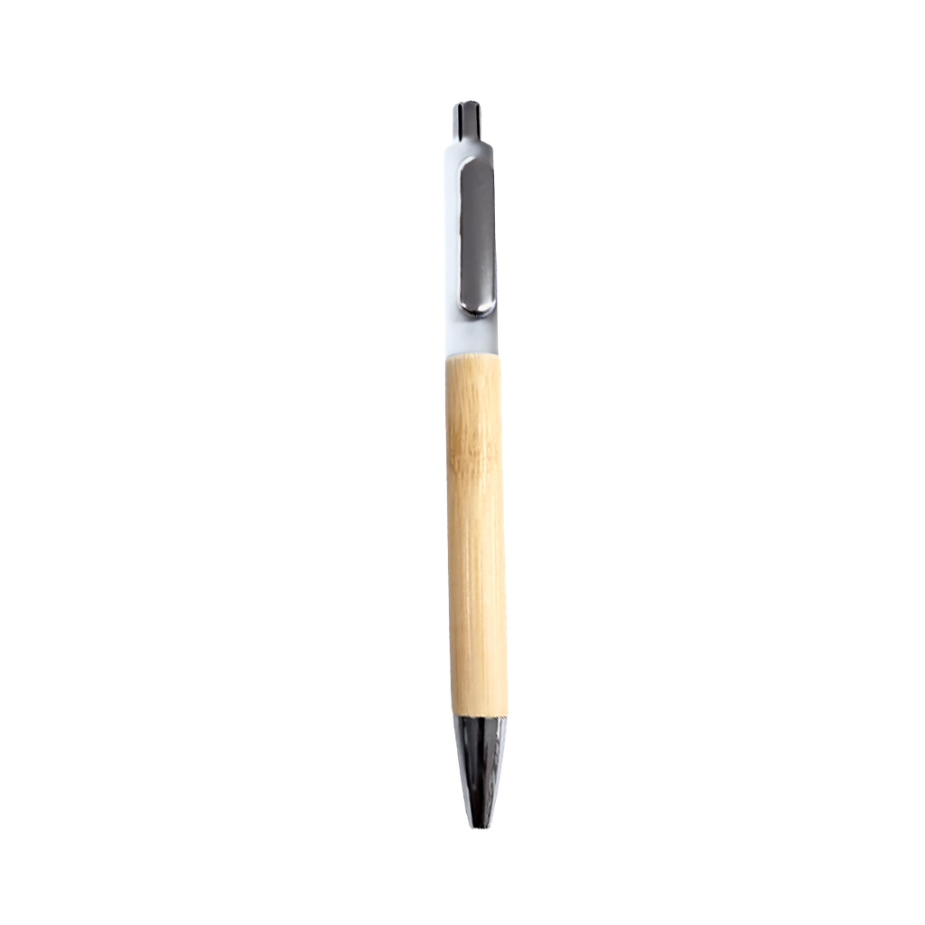 [P286122] Lapiceros Bambú blanco 14.25 cm Bio con Top de color