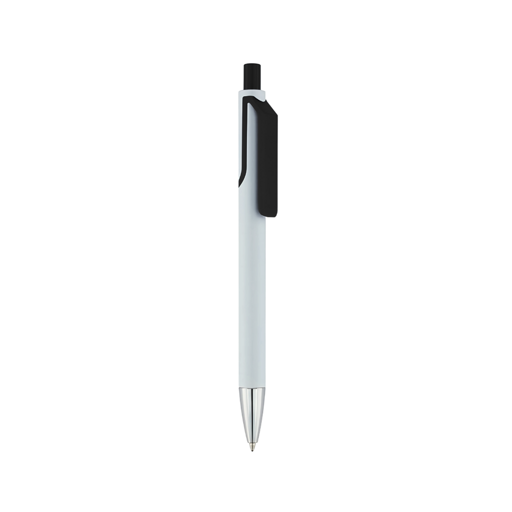 [P286126] Lapiceros plástico negro 14.25 cm Slash cuerpo blanco