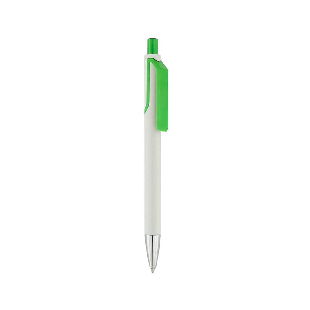 [P286127] Lapiceros plástico verde 14.25 cm Slash cuerpo blanco