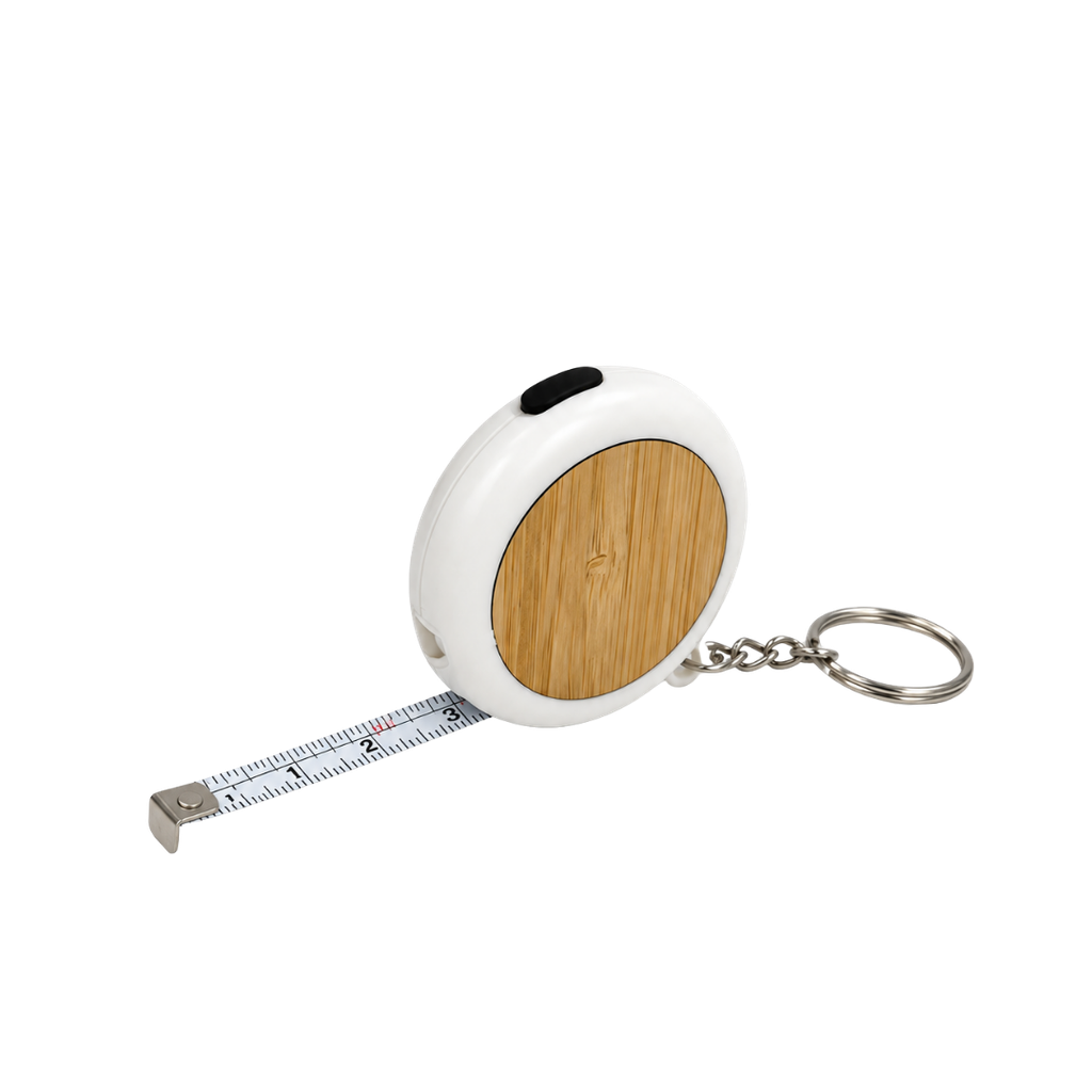 [H950409] Metro plástico blanco con dos puntas de desarmador top de bambu para llavero