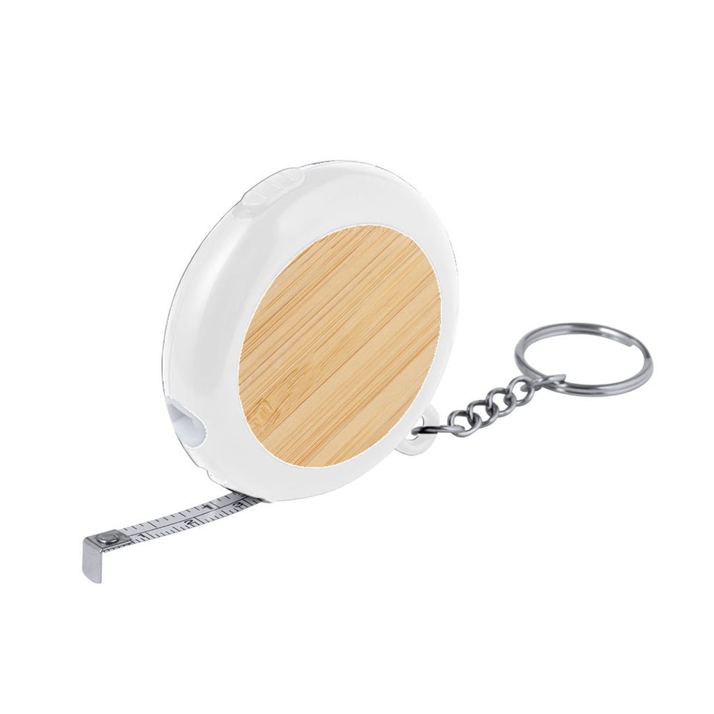 [H950409] Metro plástico blanco con dos puntas de desarmador top de bambu para llavero