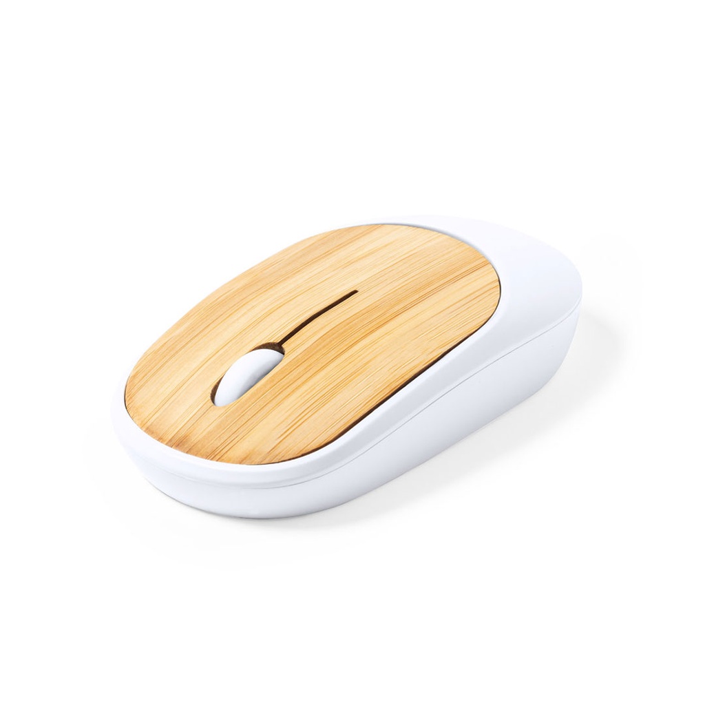 [TG104147] Mouse plástico blanco top de bambu