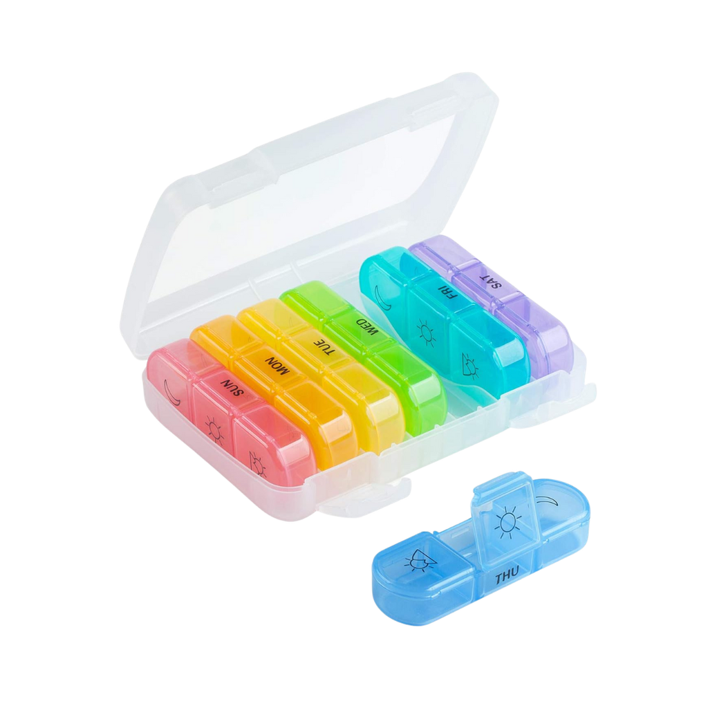 [P266115] Pastillero Plástico blanco caja 7 días 3 horarios