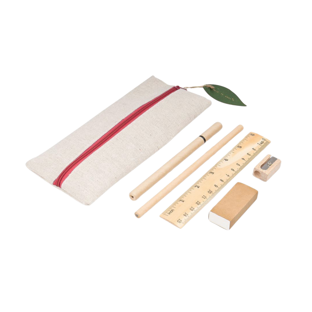 [E389317] Estuches lona rojo 9*20 cm Eco set 6 pcs