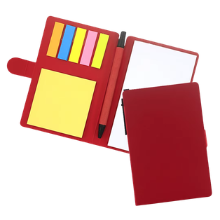 Libretas cartón rojo 15*10.5 cm Lumen 120 Pag con notas adhesivas y lapicero