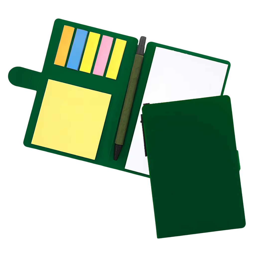 [P286135] Libreta Cartón verde 15*10.5 cm Lumen 120 Pag con notas adhesiva y lapicero