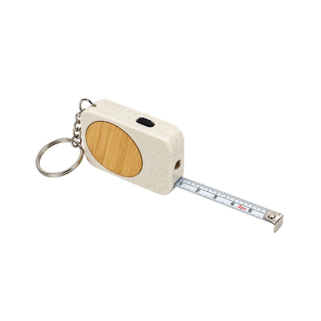 [P266116] Llavero Fibra de trigo blanco metro con bambu