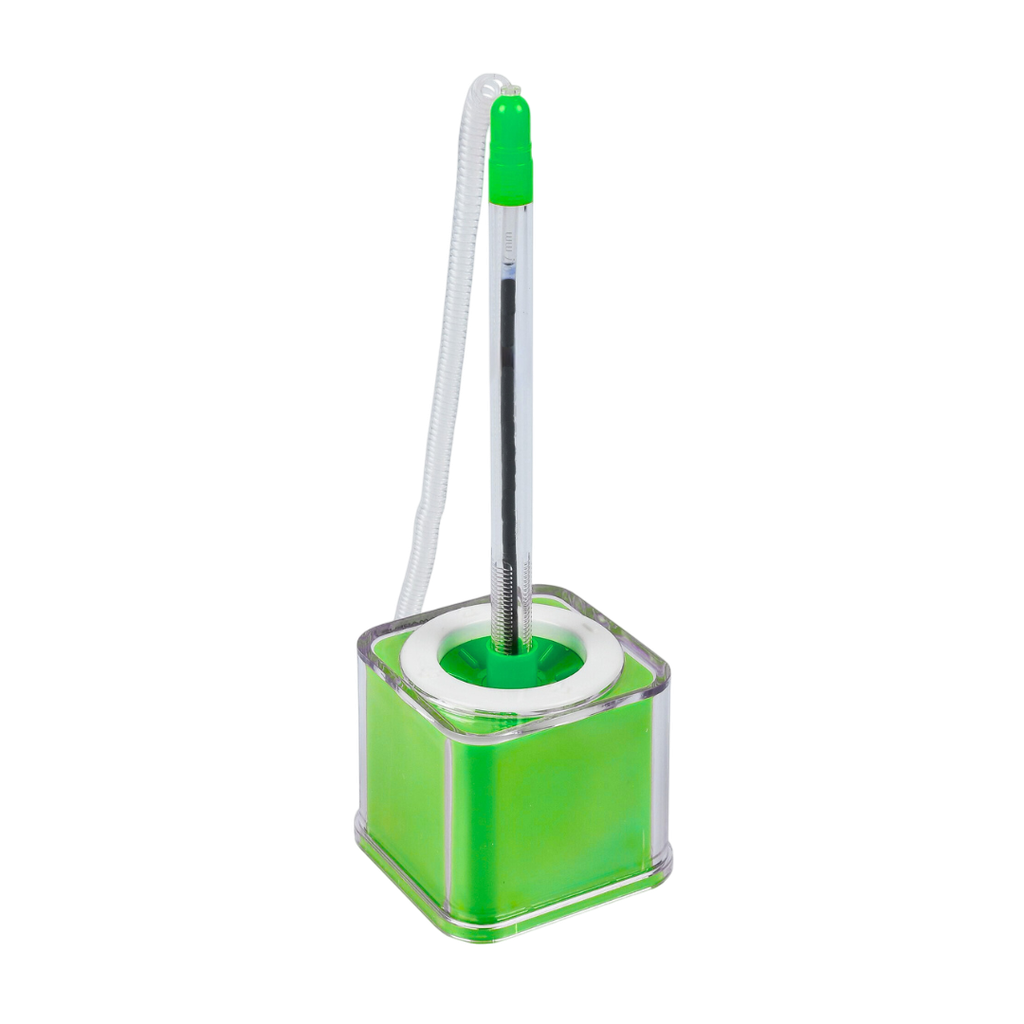 [P286138] Lapiceros Plástico verde 17 cm cubico con base 5*5 cm y resorte