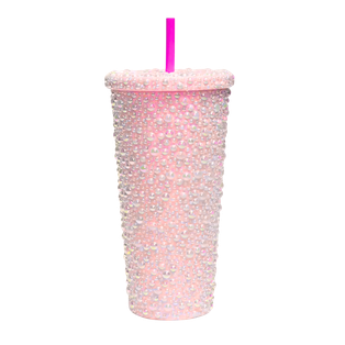 Vaso Plástico Rosado 660 Ml Con Gotas Iridiscentes