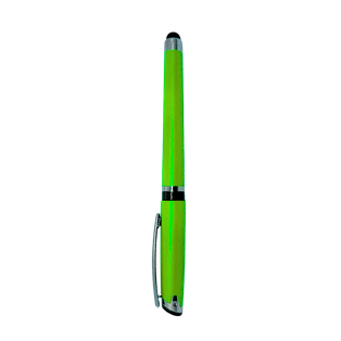 Lapiceros plástico verde limón 14.5 cm siliconeado con touch y tinta gel