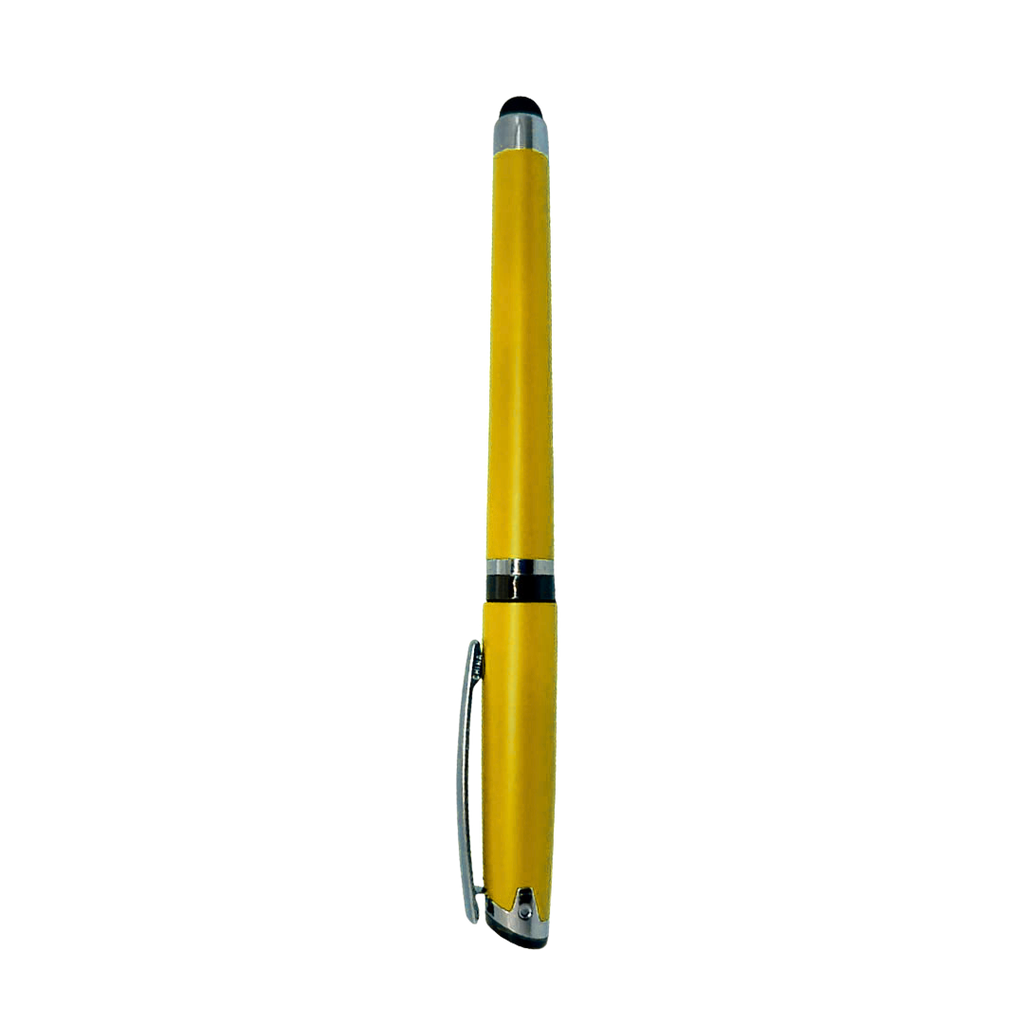 [P286165] Lapiceros plástico amarillo 14.5 cm siliconeado con touch y tinta gel