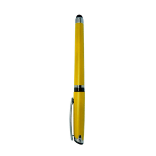 Lapiceros plástico amarillo 14.5 cm siliconeado con touch y tinta gel