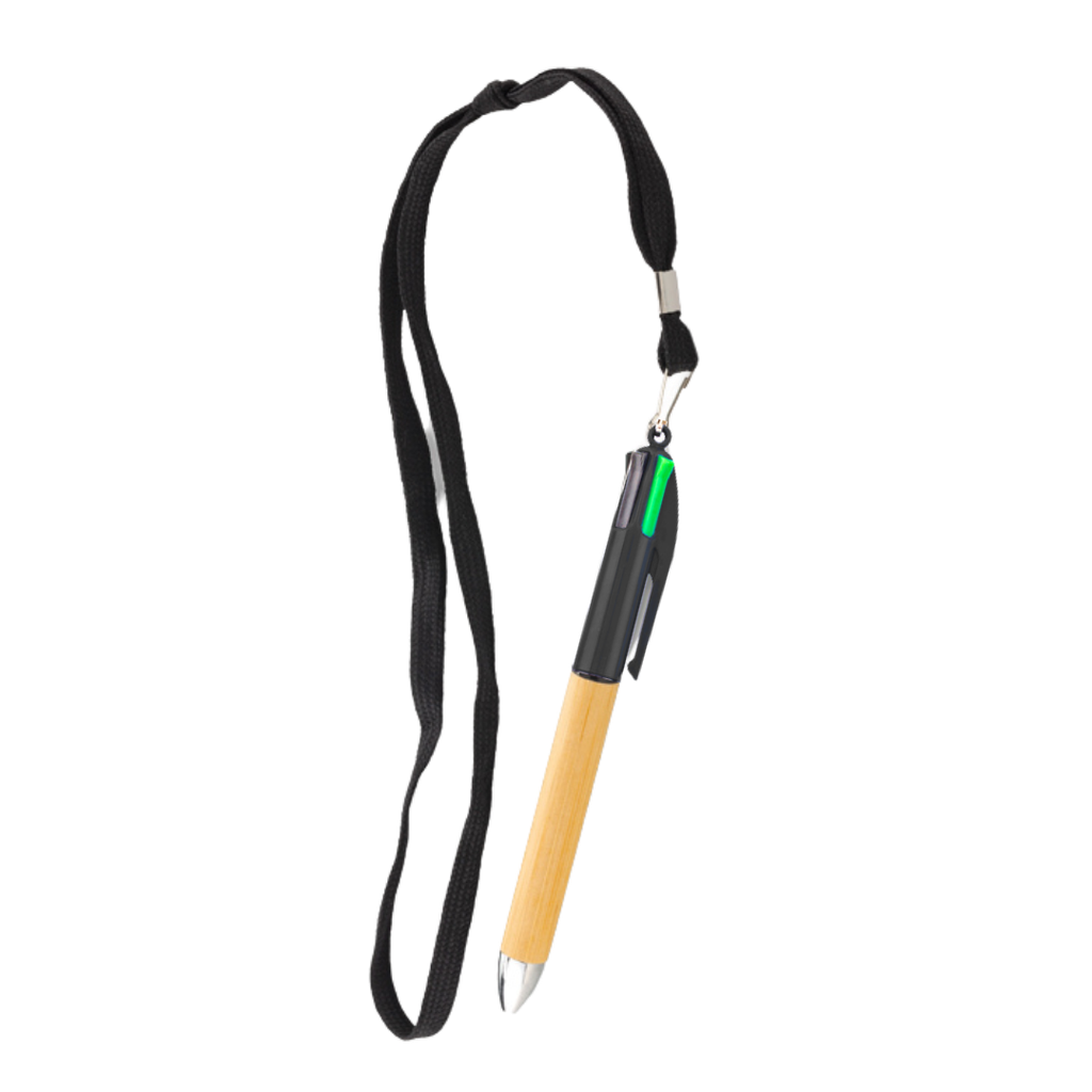 [P286169] Lapiceros bambú negro 4 puntas de colores con cinta