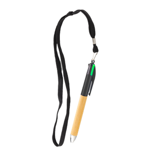 Lapiceros bambú negro 4 puntas de colores con cinta