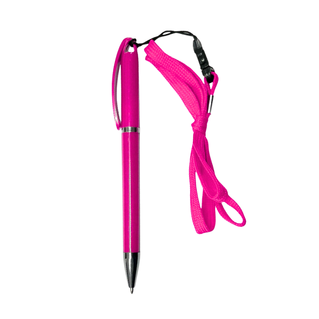 [P286157] Lapiceros plástico rosado 14.5 cm delta con pita