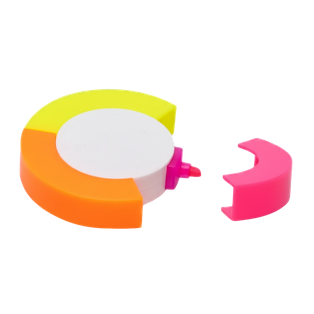 Resaltador plástico colores 7.5*1.4 cm rueda 3 puntas