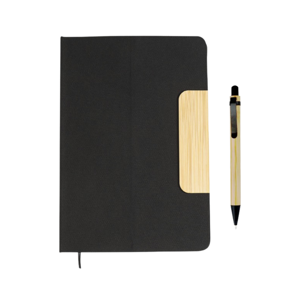 [P286159] Libreta imitacion cuero negro ass gussie con lapicero