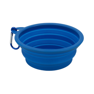 Tazon Silicón azul reflex 350 ml expandible con arnés para mascota