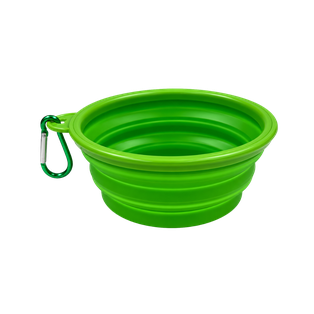 Tazon Silicón verde 350 ml expandible con arnés para mascota