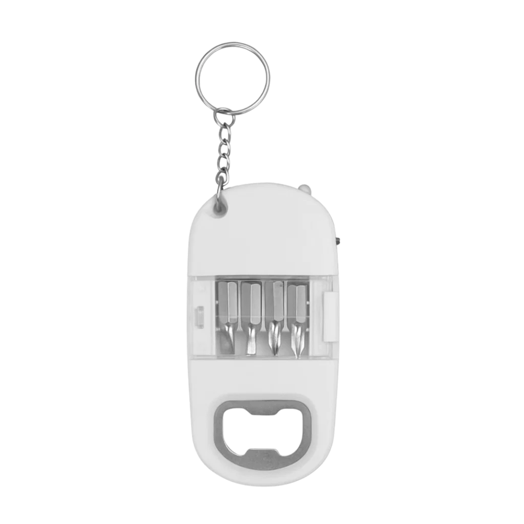 [H950422] Desarmadores acero inoxidable blanco toad con destapador y argolla