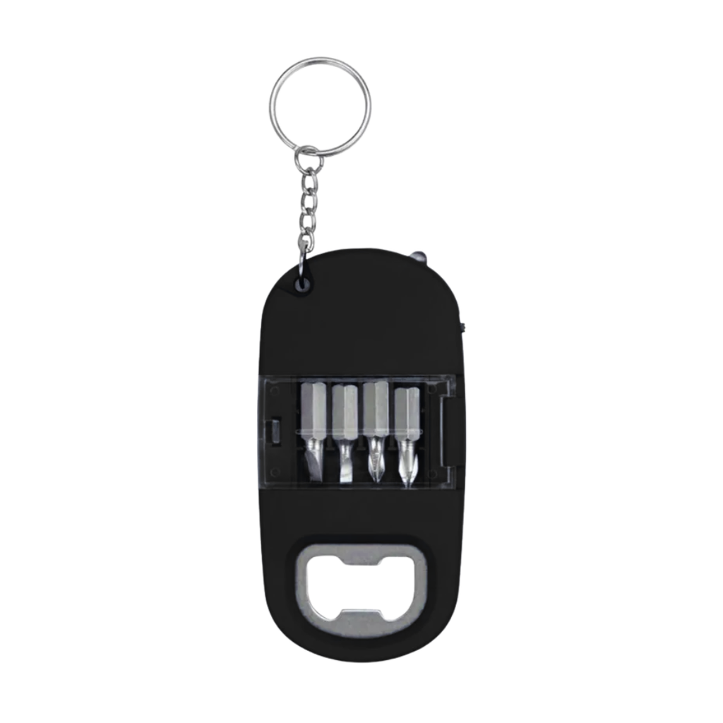 [H950423] Desarmadores  acero inoxidable negro toad con destapador y argolla