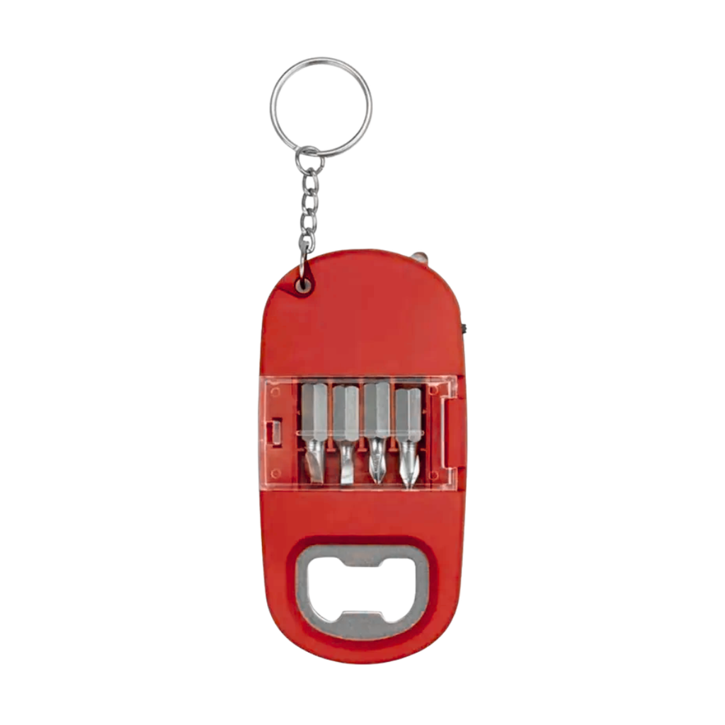 [H950425] Desarmadores acero inoxidable rojo toad con destapador y argolla
