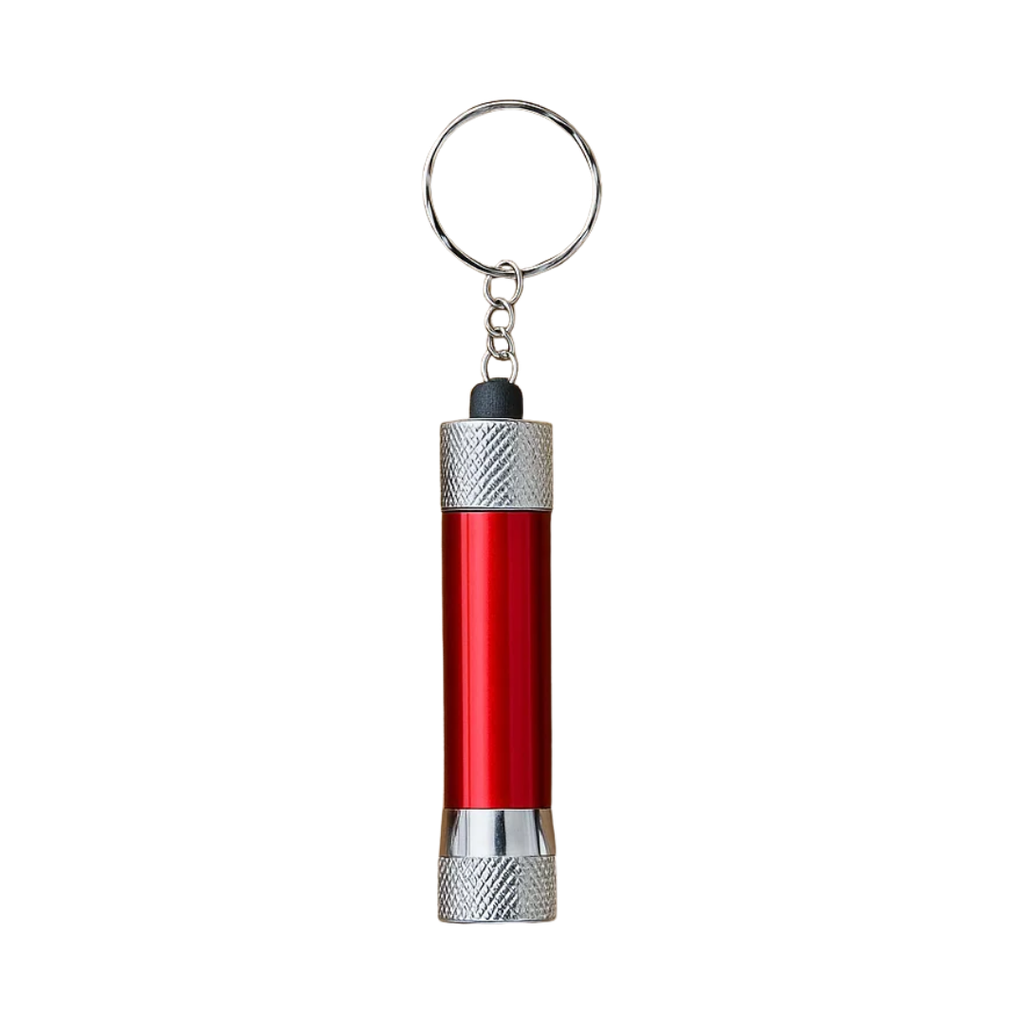 [H950428] Linterna acero inoxidable rojo 6.7*1.6 cm rough luz led