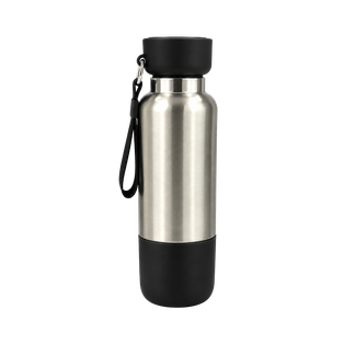 Termo Acero Inoxidable Negro 500 ml warrior con pastillero cinta y taza base plástica
