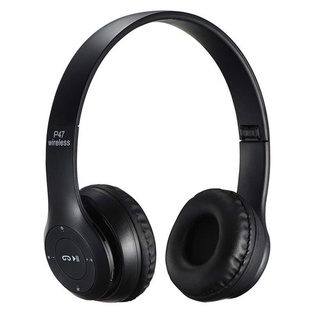 Audifono Plástico Negro P47 Inalambrico Diadema V5.0 Bateria 200 Mah