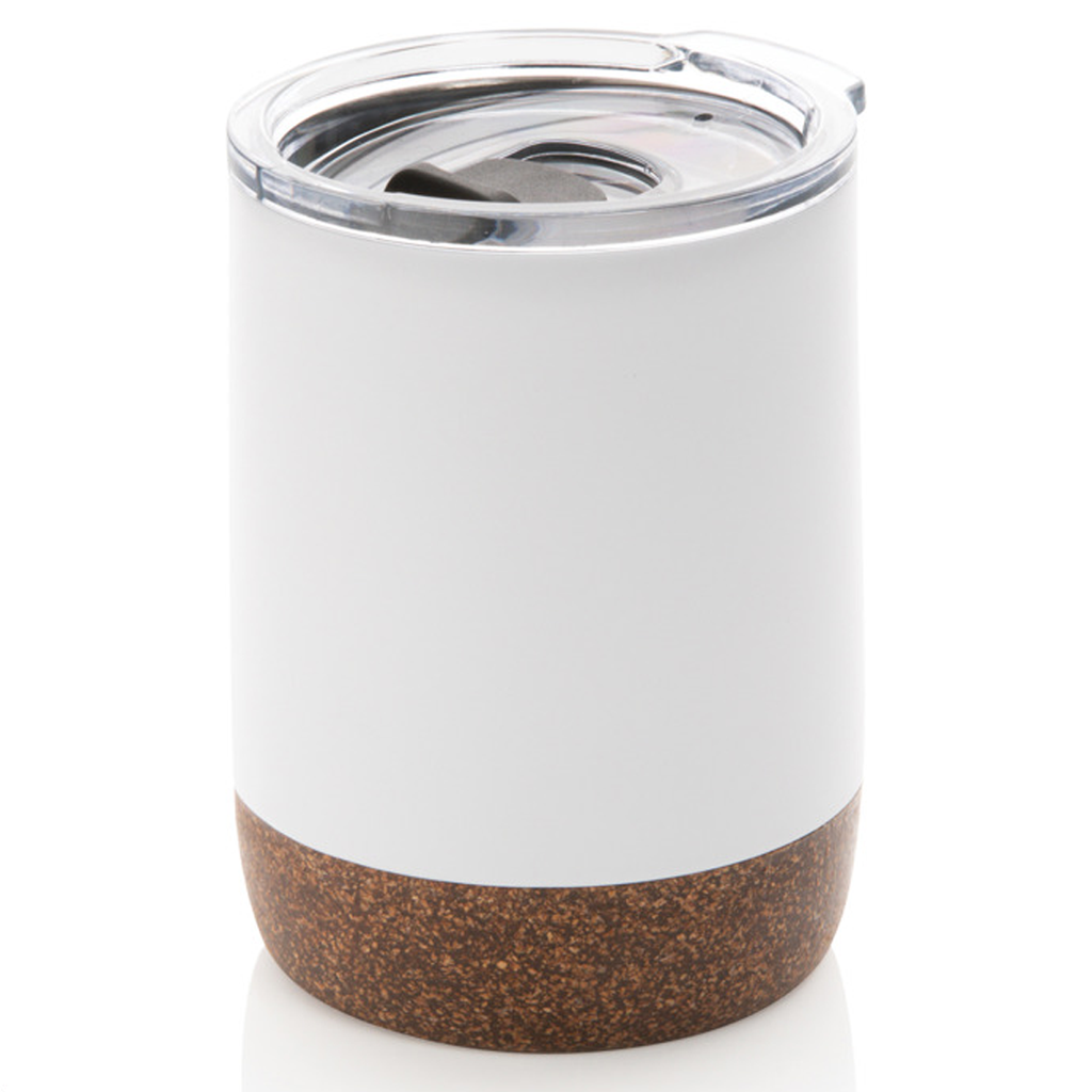 [P251432] Vaso acero inoxidable Blanco 330 ml Ellie doble pared base de corcho