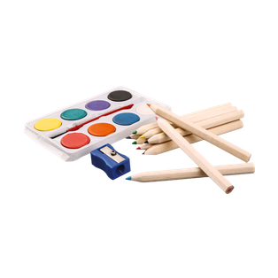 Crayones Madera Natural 3.5 plg  10 colores con 8 acualeras surtidos