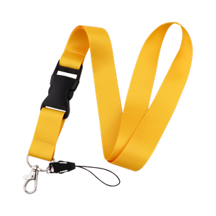 Portagafete Poliester amarillo 48*2 cm  mendel liso con gancho negro