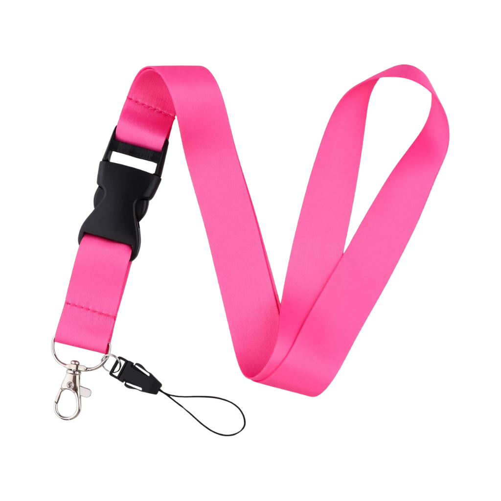 [P286199] Portagafete Poliester rosado 48*2 cm  mendel liso con gancho negro