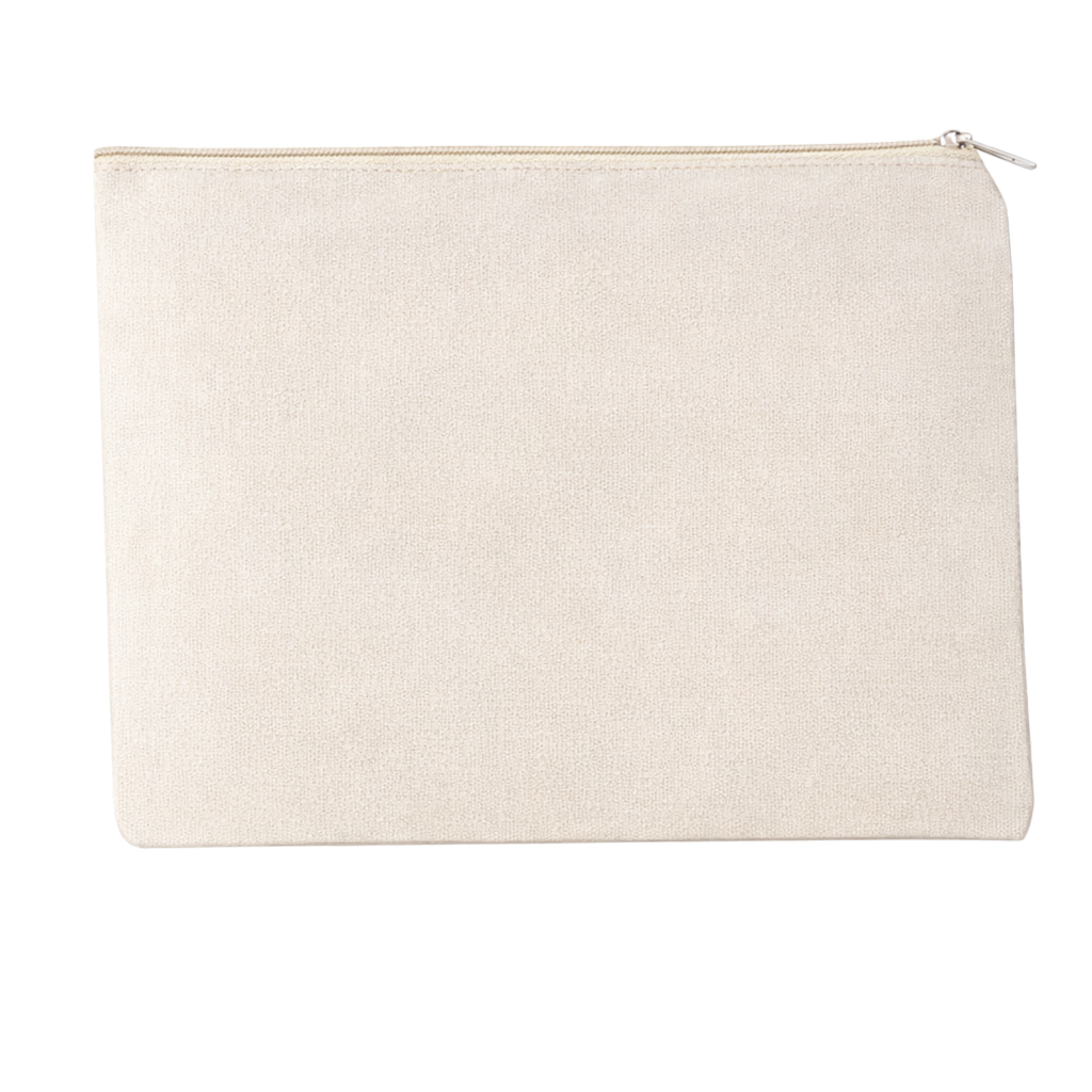 [E389336] Estuches lona natural 21*12 cm eco zipper beige