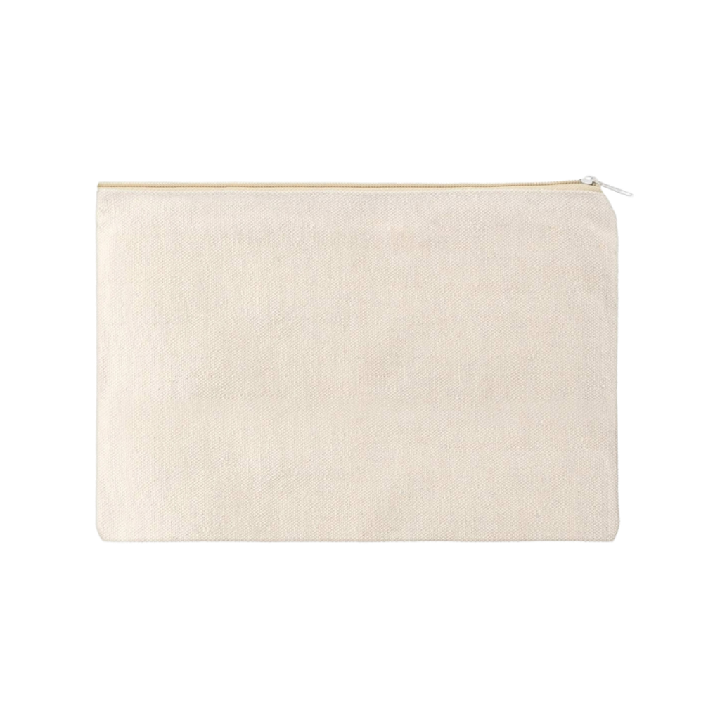 [E389336] Estuches lona natural 21*12 cm eco zipper beige