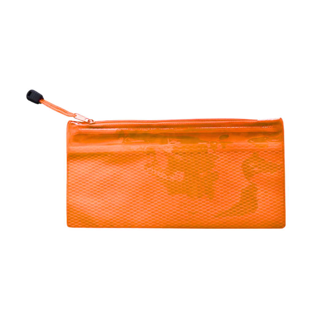 [E389343] Estuches pvc Anaranjado 23.5*11.5 cm de malla interna separadora