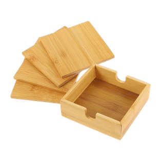 Posavasos bambú natural 10*10 cm set con base