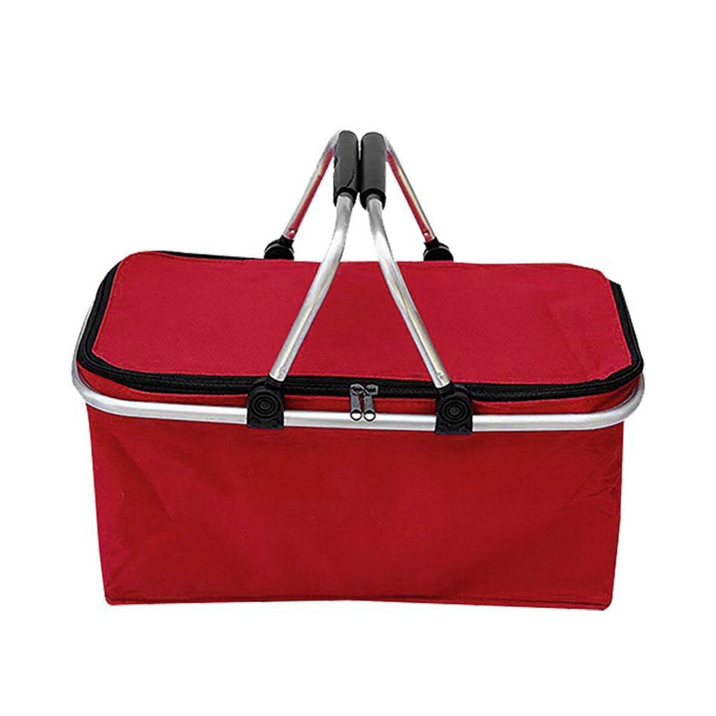 [H552047] Canasta Oxford Rojo 47*28*23 Cm Picnic  Doble Agarrador de Aluminio