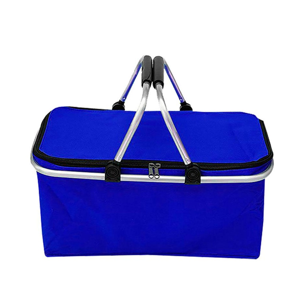 [H552044] Canasta Oxford Azul Reflex 47*28*23 Cm Picnic Doble Agarrador De Aluminio