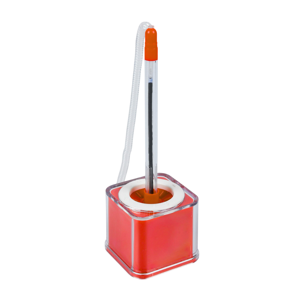 [P286201] Lapiceros Plástico rojo 17 cm Cúbico Con Base 5*5 Cm Y Resorte