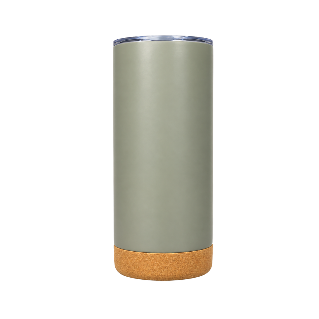 [P251441] Vaso Acero Inoxidable gris 400 ml térmico doble pared con base de corcho