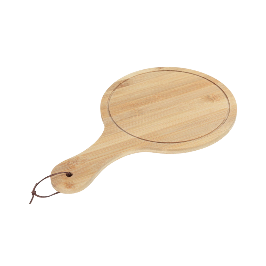 [H552124] Tabla Bambú Natural 44*29 Redonda con Mango Para Pizza O Quesos