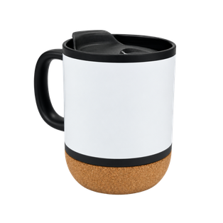 Taza Cerámica Negro Mate 380 Ml 12 oz Para Sublimar Base De Corcho