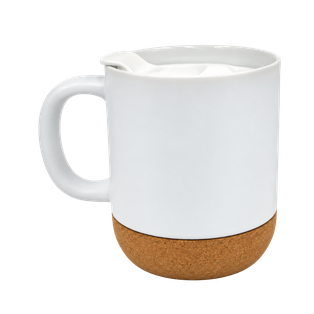 Taza Cerámica Blanco Mate 380 Ml 12 oz Para Sublimar Base De Corcho