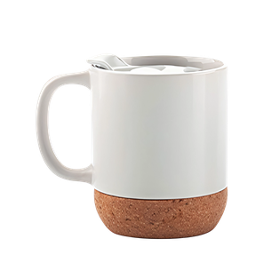 Taza Cerámica Blanco Mate 380 Ml 12 oz Para Sublimar Base De Corcho