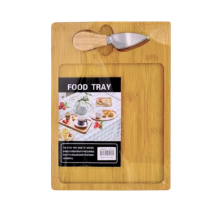 Tabla Bambú  Natural 18*29*1.5 cm Con Cuchillo Par Quesos