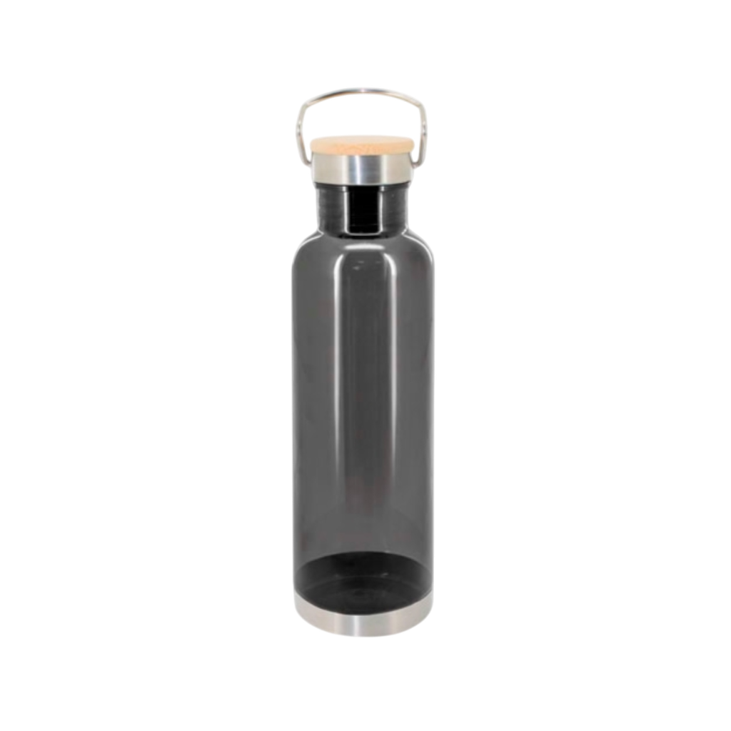 [P251460] Pachon Plástico Negro 800 ml Rally Base De Acero Y Tapa De Bambú