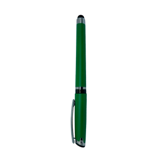 Lapiceros Plástico Verde 14.5 Cm Siliconeado Con Touch Y Tinta Gel